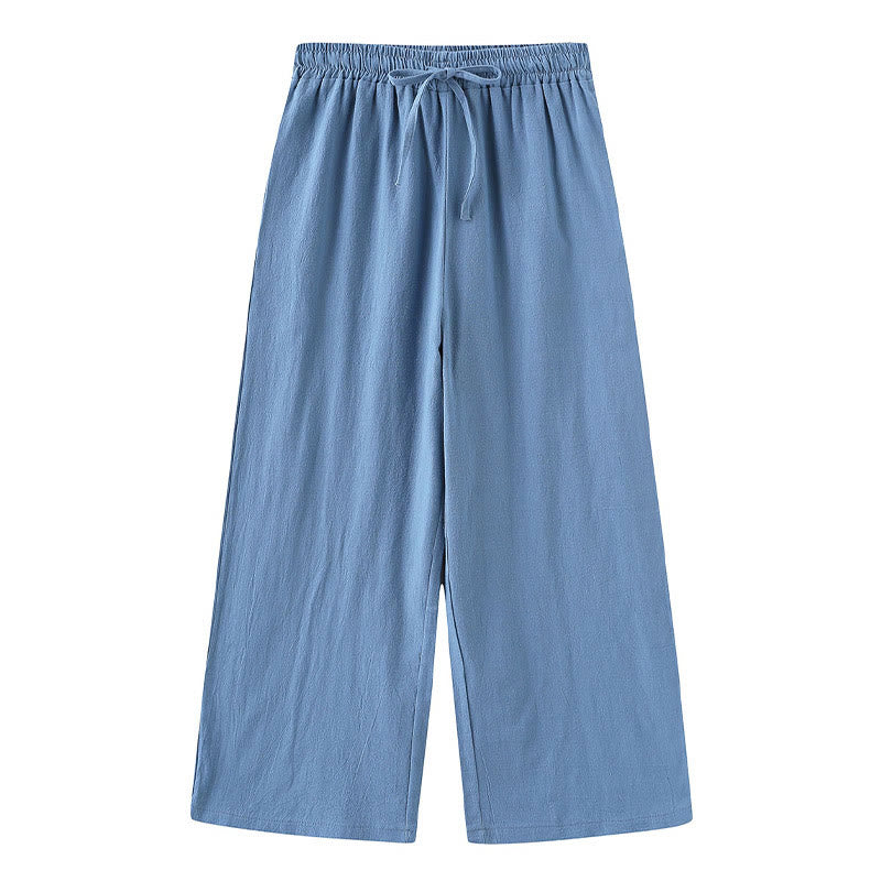 Buddha Stones 2 pezzi camicia a maniche lunghe con tasche pantaloni con coulisse meditazione cotone lino abbigliamento da donna set - image 21