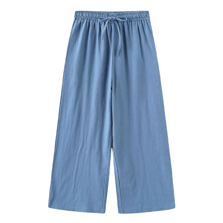 Buddha Stones 2 pezzi camicia a maniche lunghe con tasche pantaloni con coulisse meditazione cotone lino abbigliamento da donna set - image 21