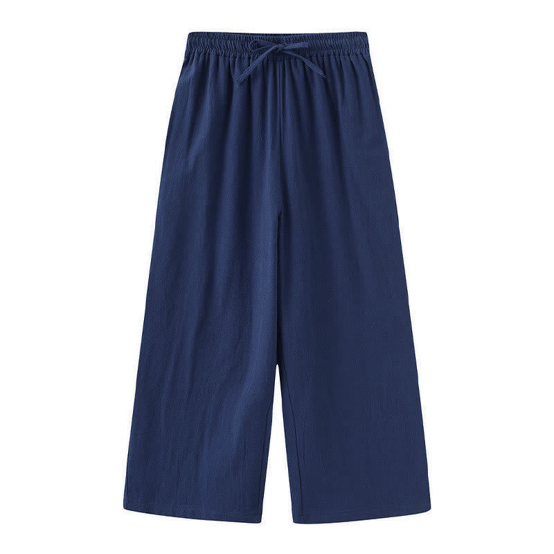 Buddha Stones 2 pezzi camicia a maniche lunghe con tasche pantaloni con coulisse meditazione cotone lino abbigliamento da donna set - image 33