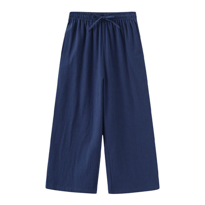 Buddha Stones 2 pezzi camicia a maniche lunghe con tasche pantaloni con coulisse meditazione cotone lino abbigliamento da donna set - image 33