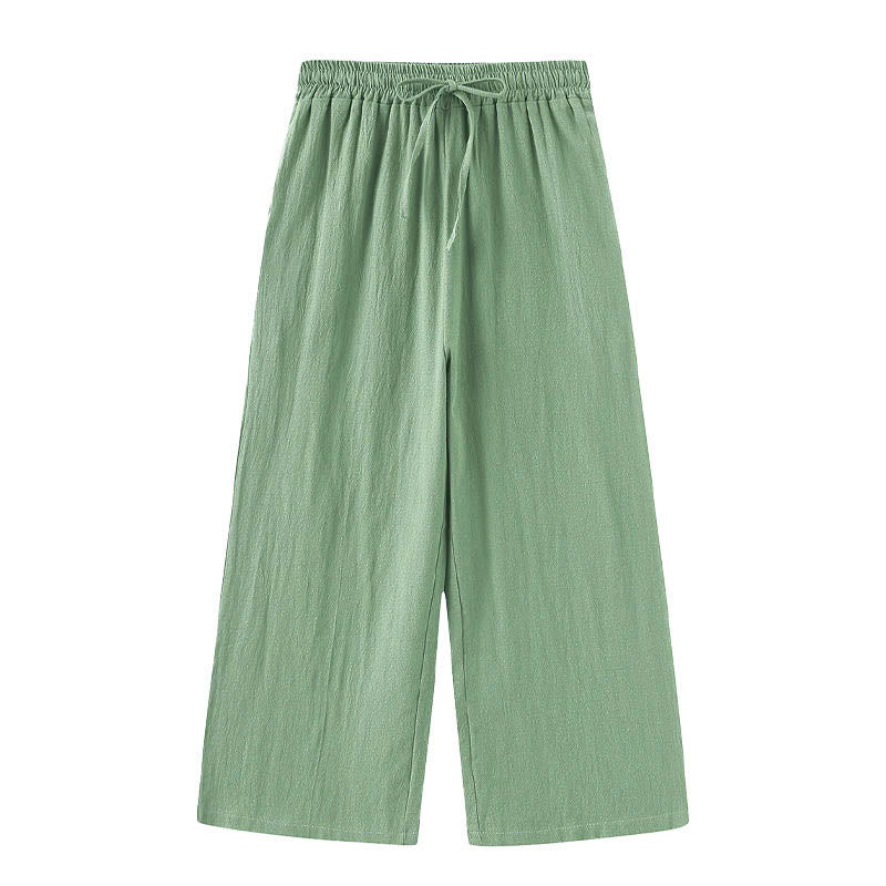 Buddha Stones 2 pezzi camicia a maniche lunghe con tasche pantaloni con coulisse meditazione cotone lino abbigliamento da donna set - image 45