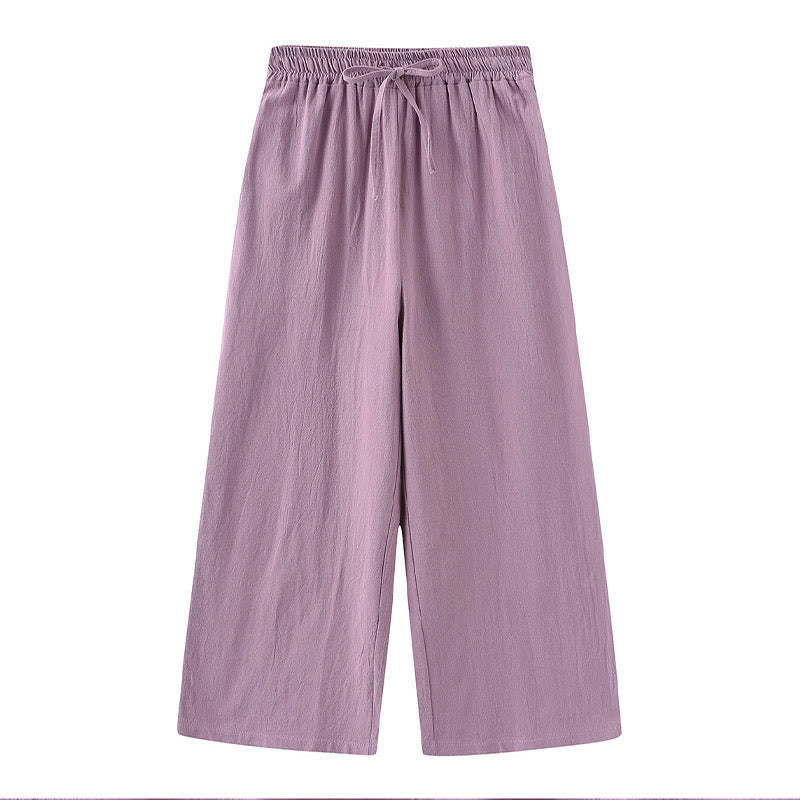 Buddha Stones 2 pezzi camicia a maniche lunghe con tasche pantaloni con coulisse meditazione cotone lino abbigliamento da donna set - image 57