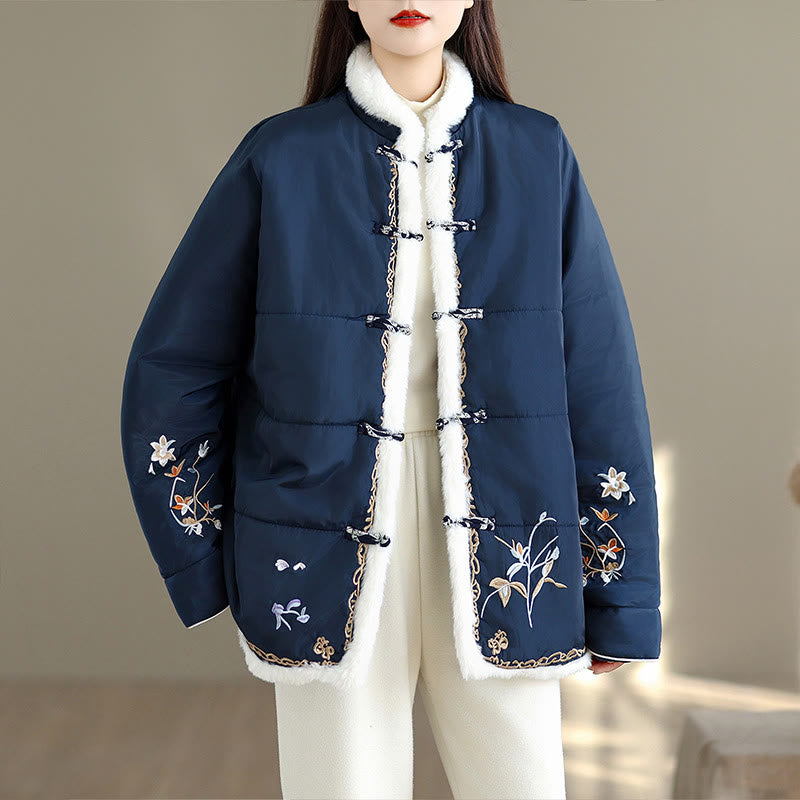 Giacca da donna in cotone imbottito con maniche lunghe e tasche Buddha Stones - Blu notte - US16, UK/AU20, EU48 (3XL) - image 0