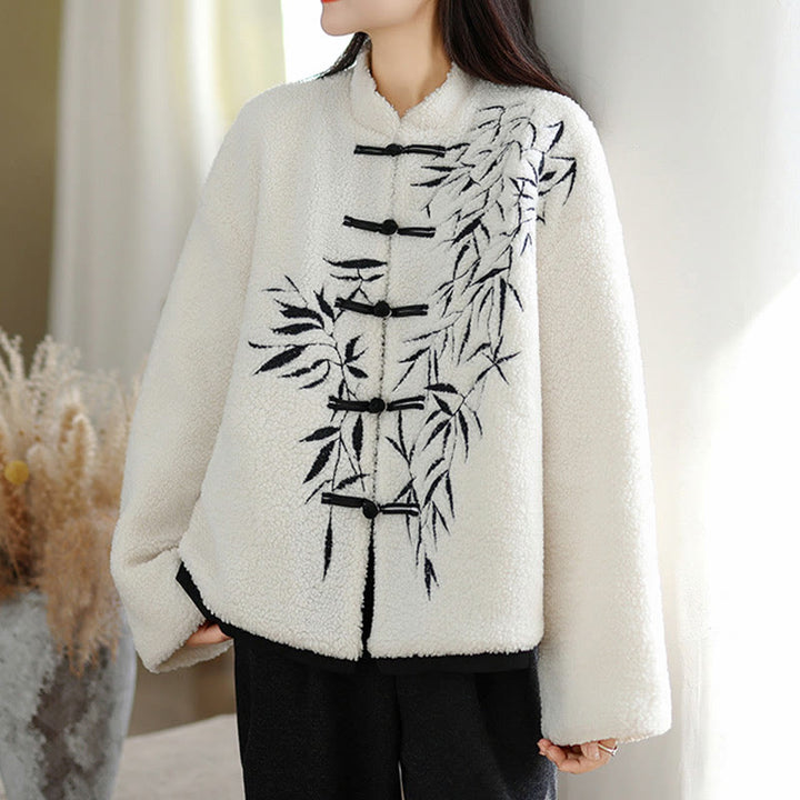 Giacca da donna in cotone spesso con maniche lunghe ricamate e tasche Buddha Stones - image 4