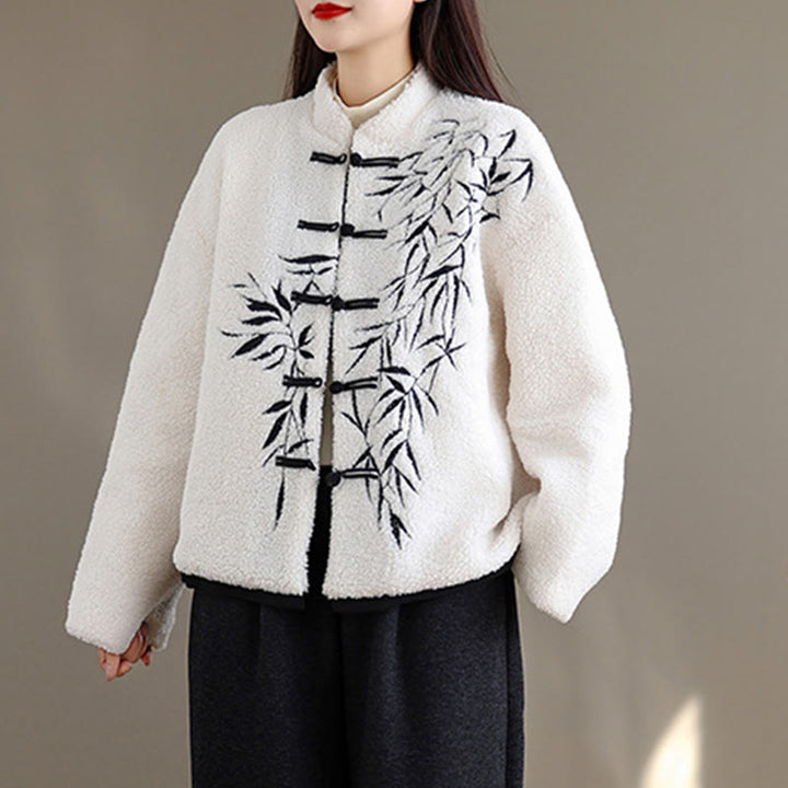 Giacca da donna in cotone spesso con maniche lunghe ricamate e tasche Buddha Stones - image 5