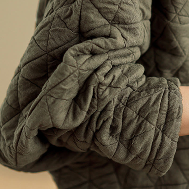 Giacca da donna in cotone spesso con bottoni e tasche, a maniche lunghe, Buddha Stones - image 9