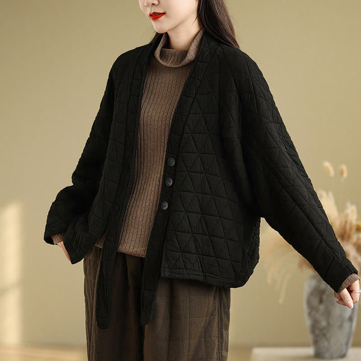 Giacca da donna in cotone spesso con bottoni e tasche, a maniche lunghe, Buddha Stones - Nero - US14, UK/AU18, EU46 (2XL) - image 13