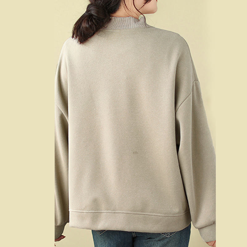 Giacca da donna in cotone con maniche lunghe, scollo rotondo, bottoni e tasche , Buddha Stones Plain - image 11