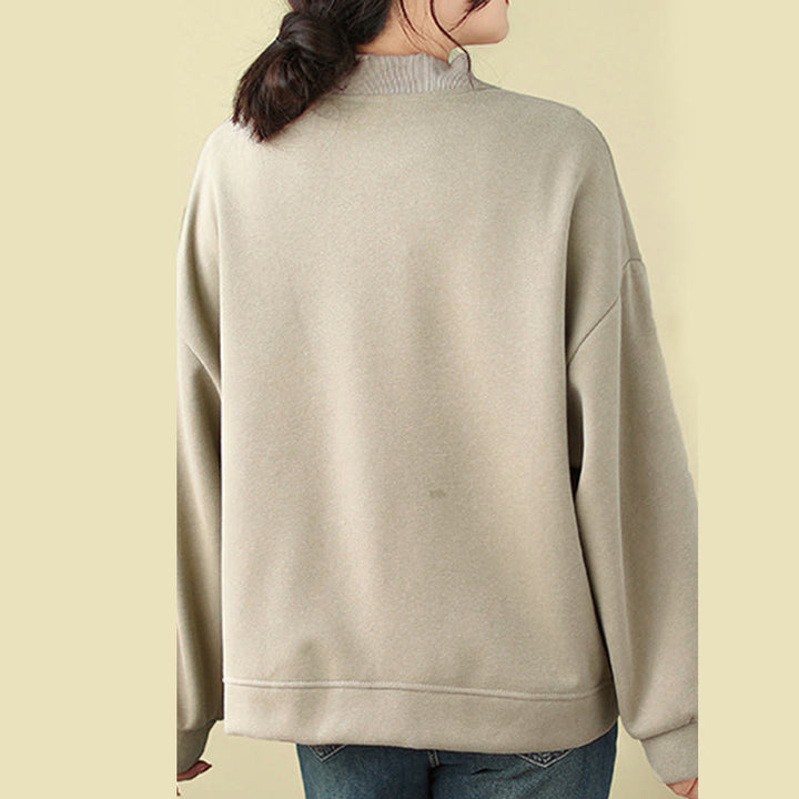 Giacca da donna in cotone con maniche lunghe, scollo rotondo, bottoni e tasche , Buddha Stones Plain - image 11