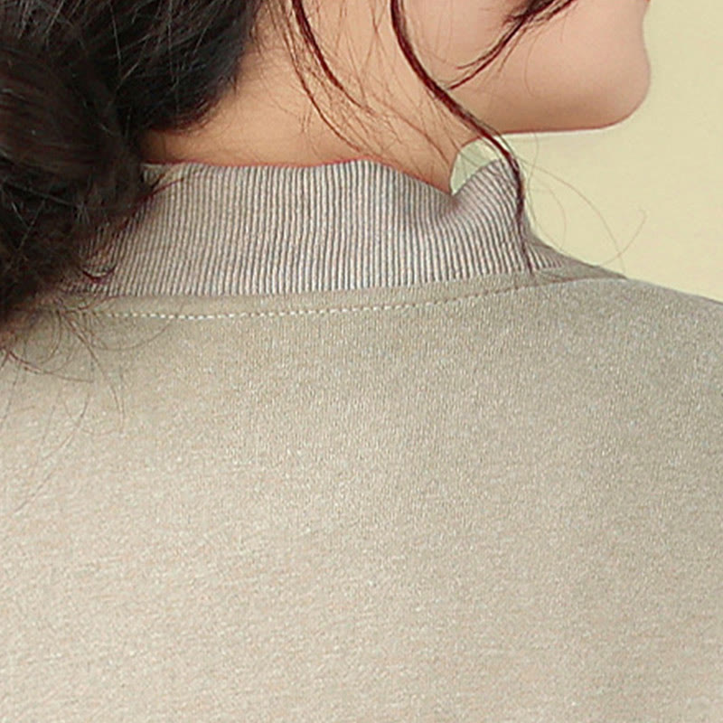 Giacca da donna in cotone con maniche lunghe, scollo rotondo, bottoni e tasche , Buddha Stones Plain - image 13