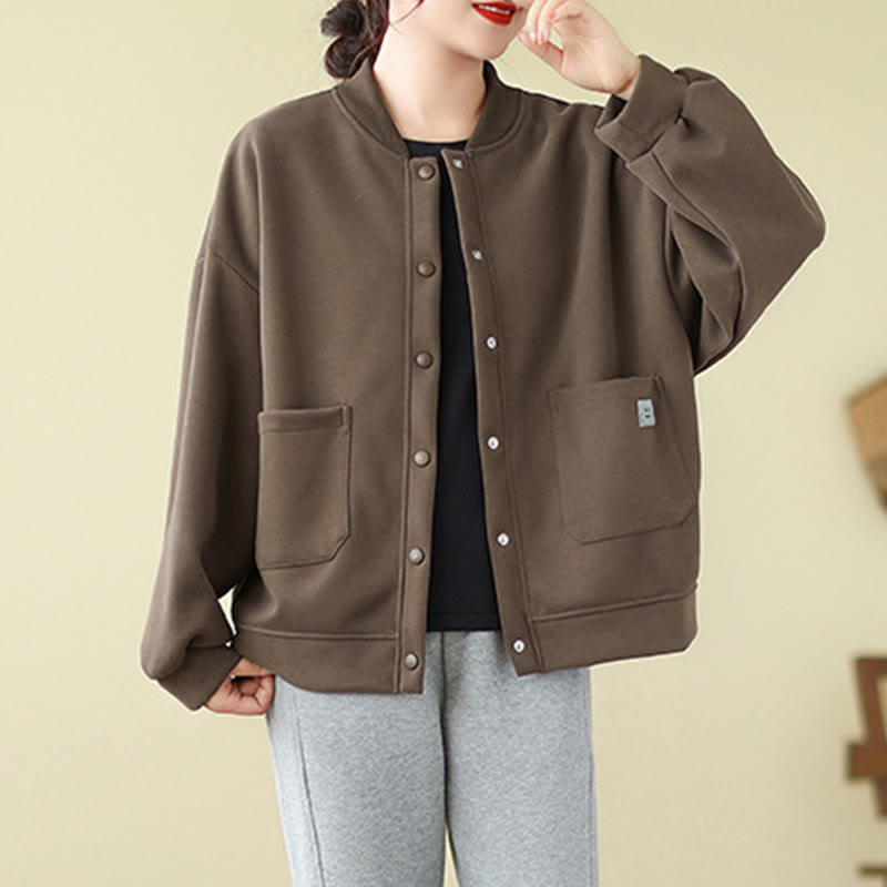 Giacca da donna in cotone con maniche lunghe, scollo rotondo, bottoni e tasche , Buddha Stones Plain - Siena - US12, UK/AU16, EU44 (XL) - image 18
