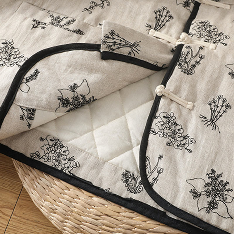 Giacca imbottita a maniche lunghe con bottoni a rana e tasche, stampa Buddha Stones da donna - image 6