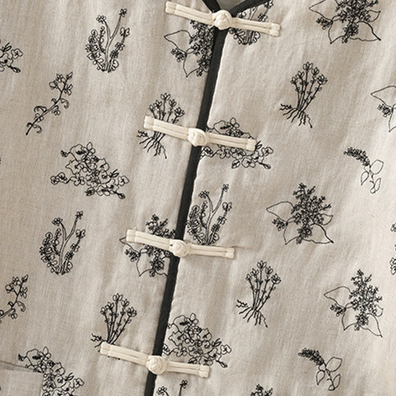 Giacca imbottita a maniche lunghe con bottoni a rana e tasche, stampa Buddha Stones da donna - image 4