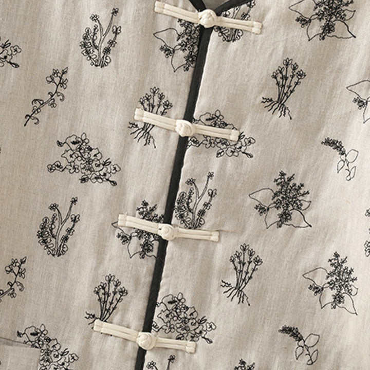 Giacca imbottita a maniche lunghe con bottoni a rana e tasche, stampa Buddha Stones da donna - image 4