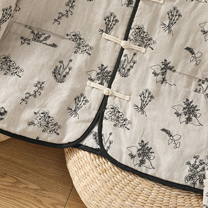 Giacca imbottita a maniche lunghe con bottoni a rana e tasche, stampa Buddha Stones da donna - image 5