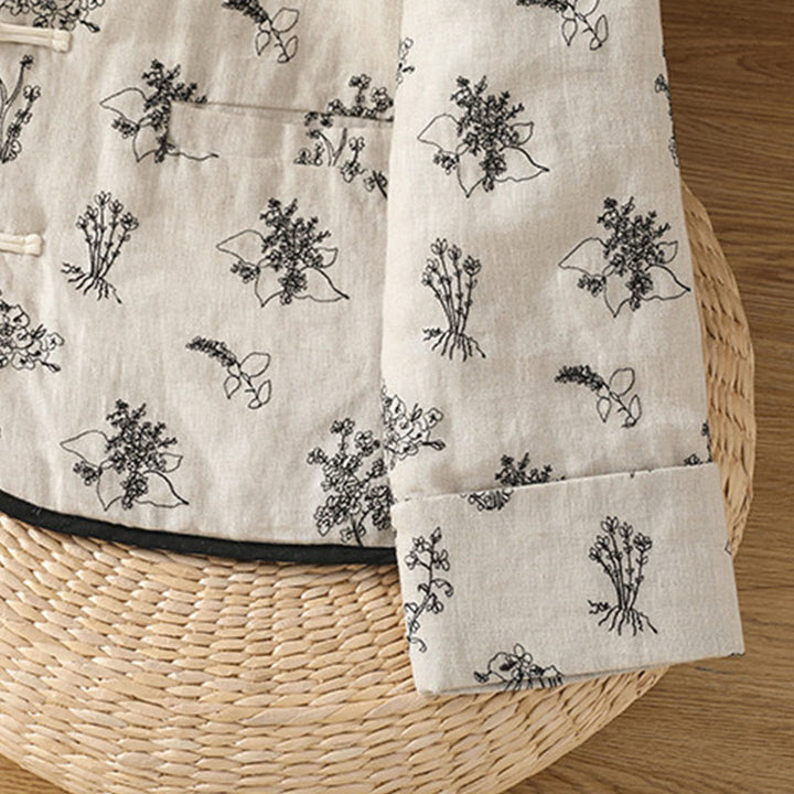 Giacca imbottita a maniche lunghe con bottoni a rana e tasche, stampa Buddha Stones da donna - image 9