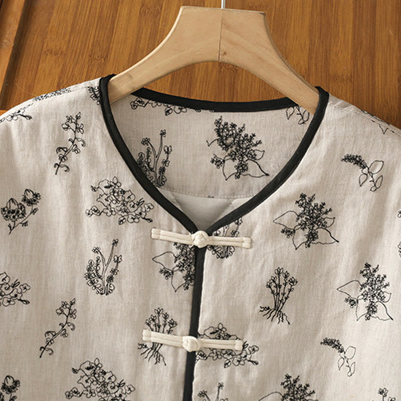 Giacca imbottita a maniche lunghe con bottoni a rana e tasche, stampa Buddha Stones da donna - image 2