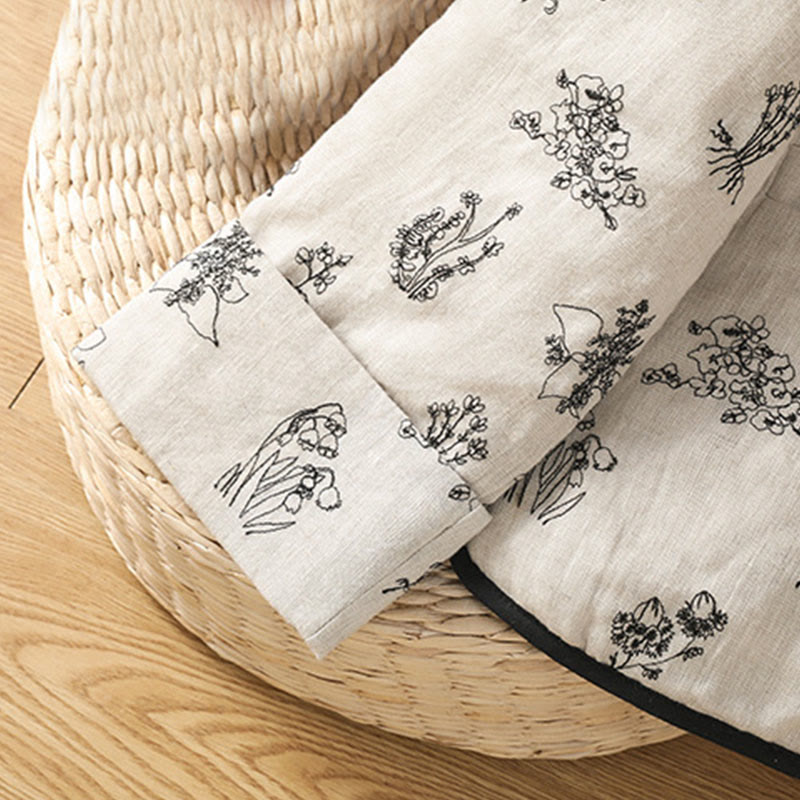 Giacca imbottita a maniche lunghe con bottoni a rana e tasche, stampa Buddha Stones da donna - image 8