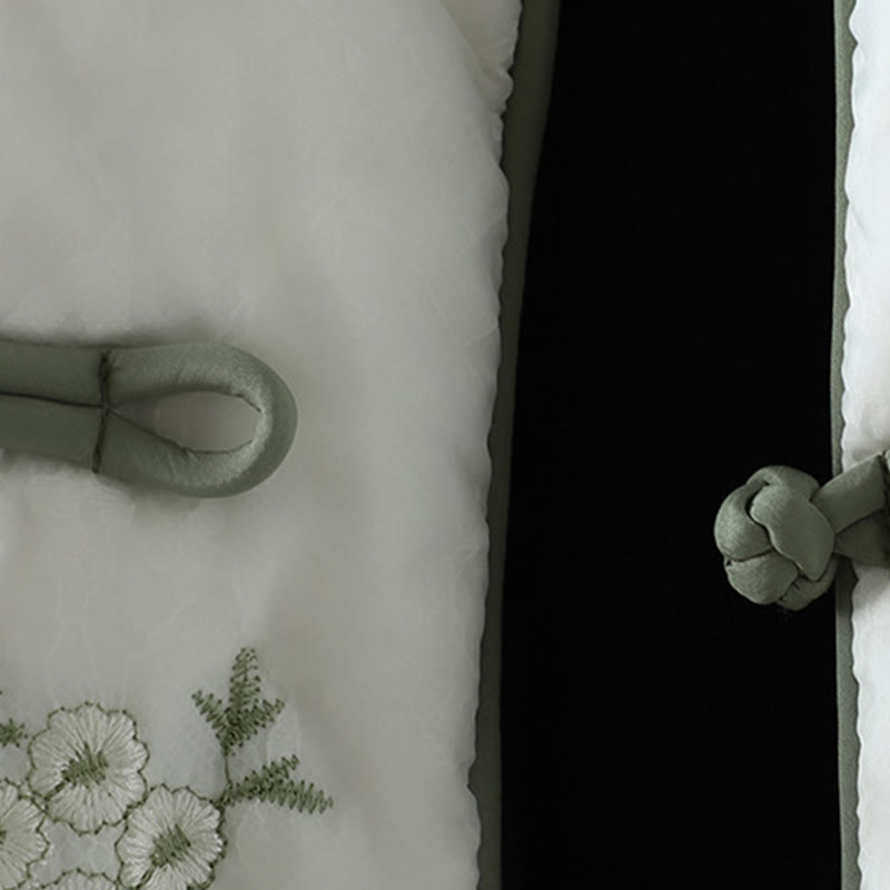 Giacca da donna in cotone spesso con maniche lunghe, bottoni a rana e ricamo Buddha Stones, con tasche - image 5