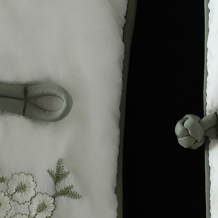 Giacca da donna in cotone spesso con maniche lunghe, bottoni a rana e ricamo Buddha Stones, con tasche - image 5