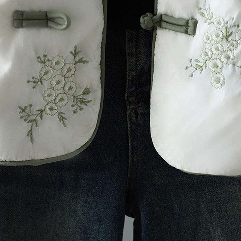 Giacca da donna in cotone spesso con maniche lunghe, bottoni a rana e ricamo Buddha Stones, con tasche - image 10