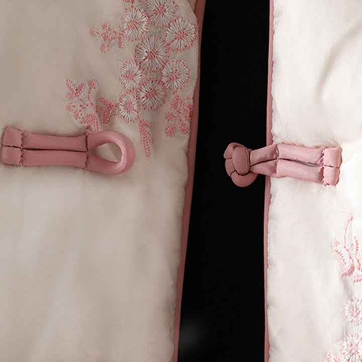 Giacca da donna in cotone spesso con maniche lunghe, bottoni a rana e ricamo Buddha Stones, con tasche - image 19