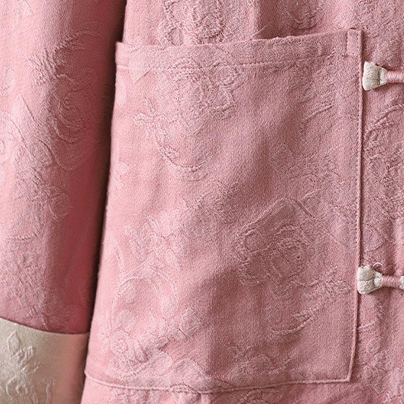Camicia casual da donna in cotone con colletto rialzato e maniche lunghe con motivo floreale Buddha Stones - image 15