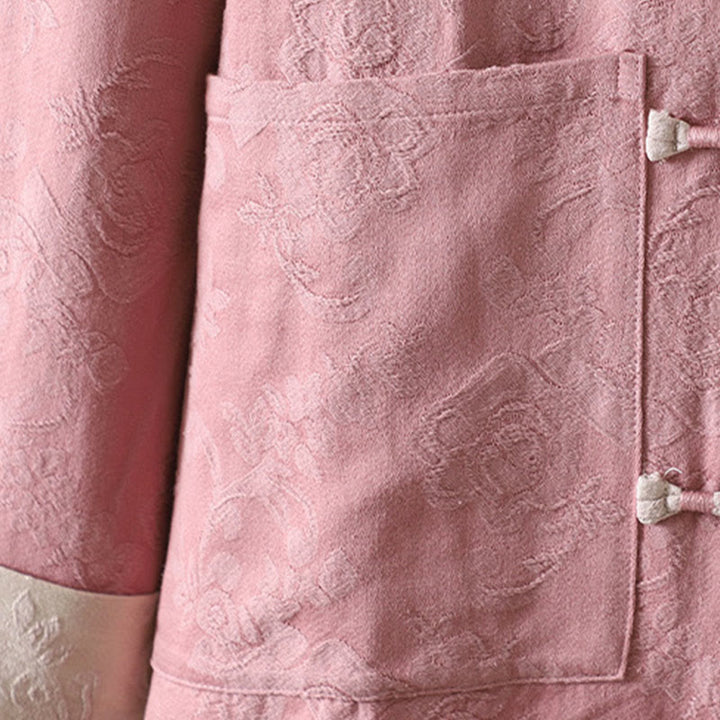 Camicia casual da donna in cotone con colletto rialzato e maniche lunghe con motivo floreale Buddha Stones - image 15