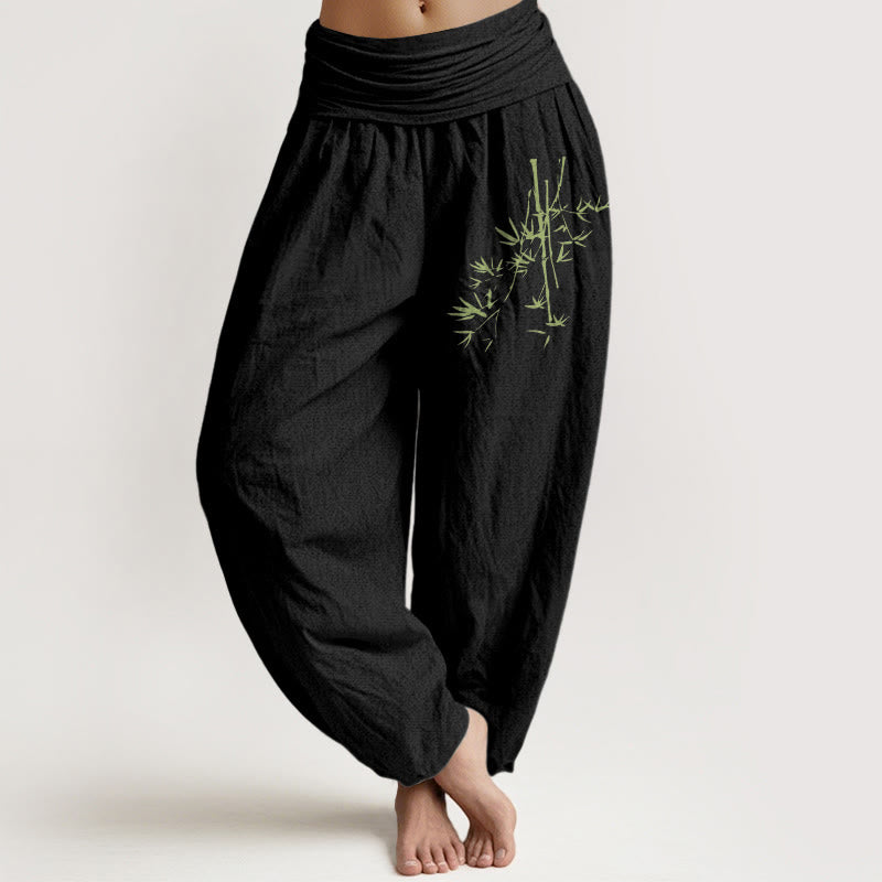 Pantaloni harem in cotone con elastico in vita, motivo Buddha Stones - Nero - US22, UK/AU26, EU54 (6XL) - image 0