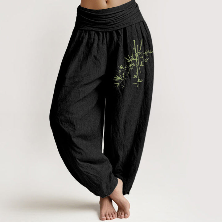 Pantaloni harem in cotone con elastico in vita, motivo Buddha Stones - Nero - US22, UK/AU26, EU54 (6XL) - image 0