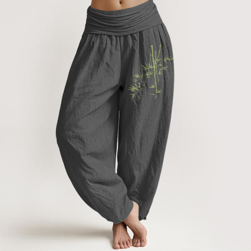 Pantaloni harem in cotone con elastico in vita, motivo Buddha Stones - Grigio scuro - US22, UK/AU26, EU54 (6XL) - image 8