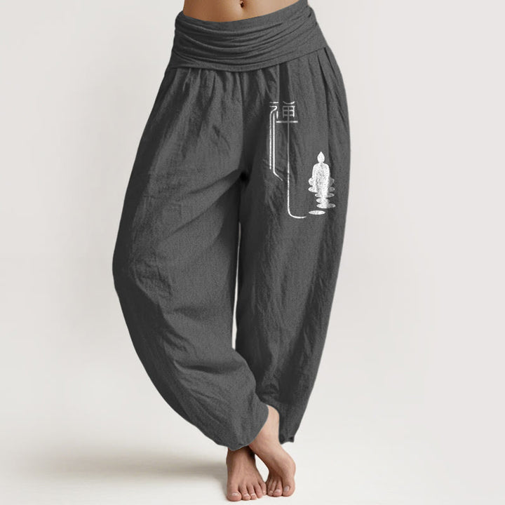 Pantaloni harem in cotone con elastico in vita e motivo buddista zen Buddha Stones - Grigio scuro - US22, UK/AU26, EU54 (6XL) - image 8