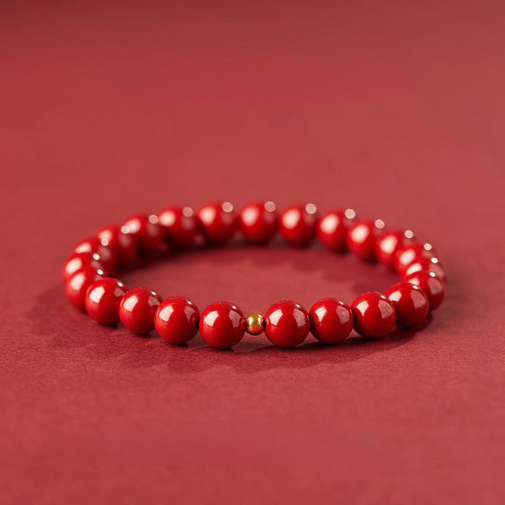 Braccialetto di benedizione con perline di cinabro in argento sterling 925 Buddha Stones - Cinabro imperiale da 8 mm e argento sterling 925 da 5 mm - image 9