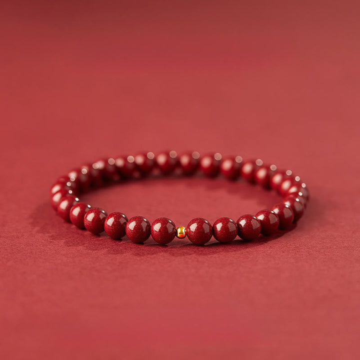 Braccialetto di benedizione con perline di cinabro in argento sterling 925 Buddha Stones - Cinabro da 6 mm e argento sterling 925 da 4 mm - image 0