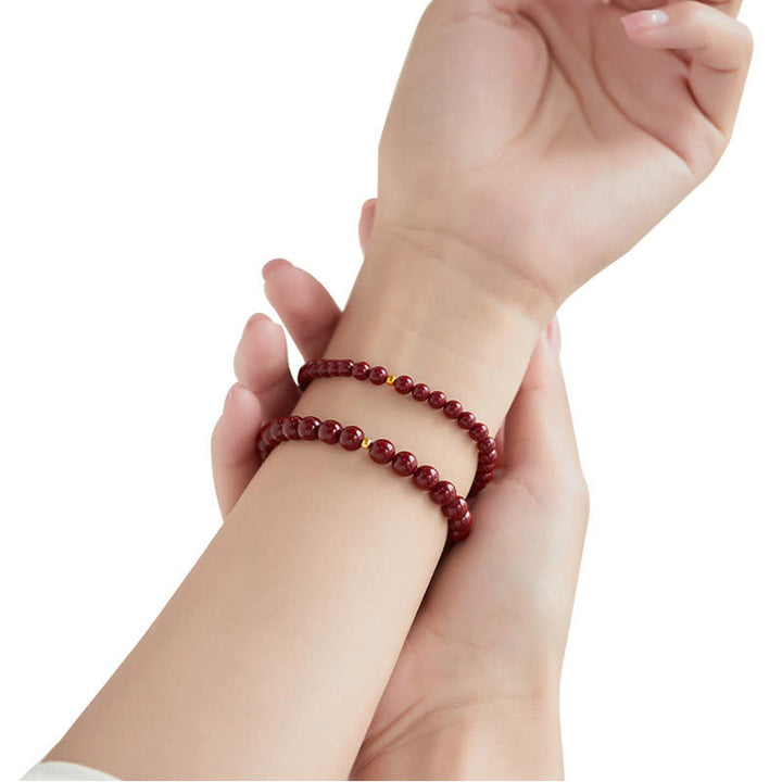 Braccialetto di benedizione con perline di cinabro in argento sterling 925 Buddha Stones - image 11