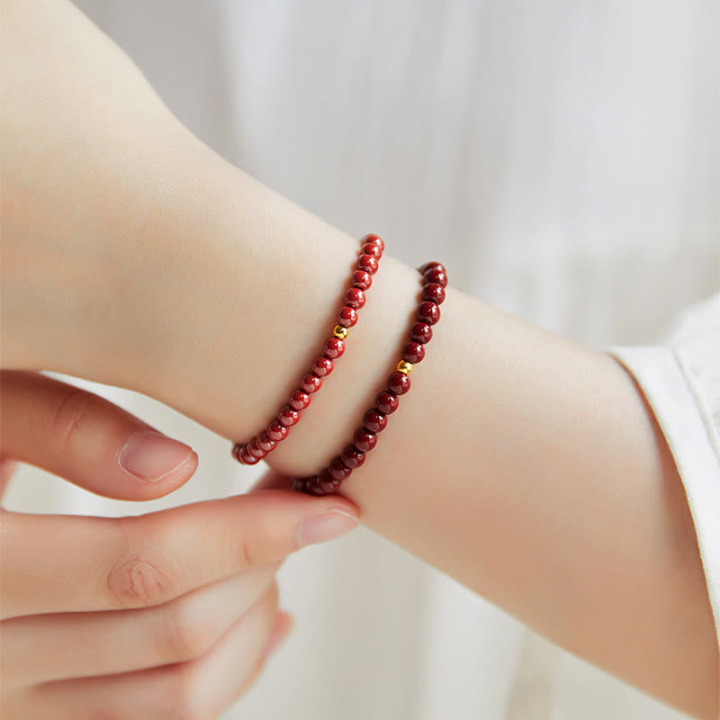 Braccialetto di benedizione con perline di cinabro in argento sterling 925 Buddha Stones - image 15