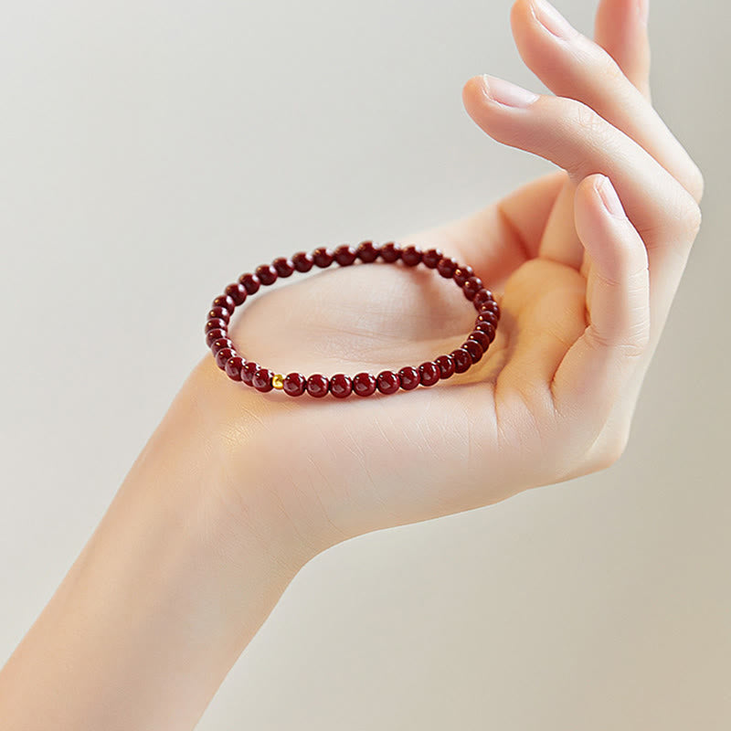 Braccialetto di benedizione con perline di cinabro in argento sterling 925 Buddha Stones - image 1