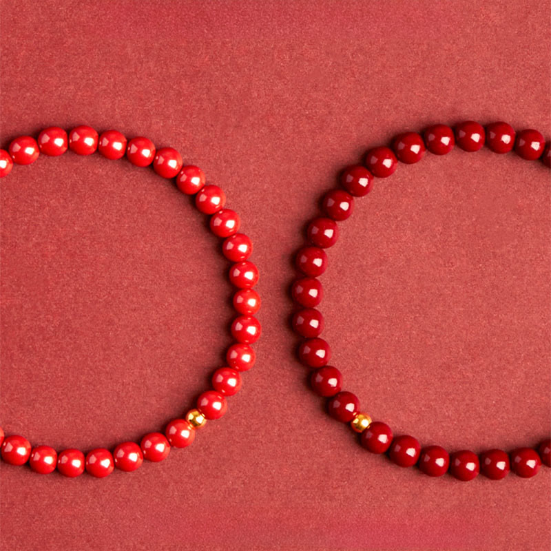 Braccialetto di benedizione con perline di cinabro in argento sterling 925 Buddha Stones - image 10