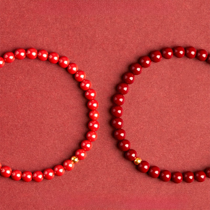 Braccialetto di benedizione con perline di cinabro in argento sterling 925 Buddha Stones - image 10