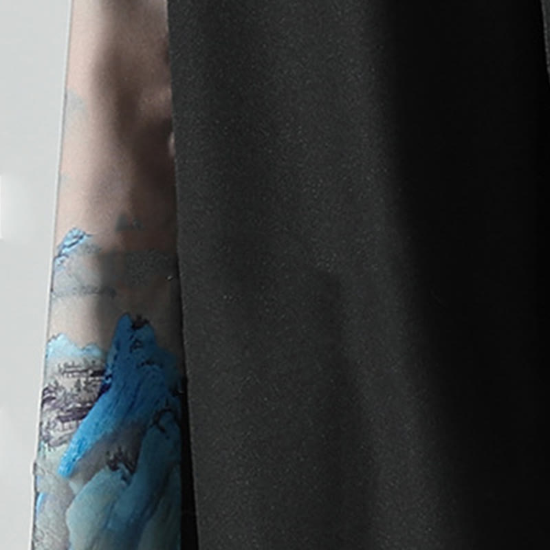 Buddha Stones Pantaloni larghi da uomo con tasche e motivo montagne e fiumi - image 10