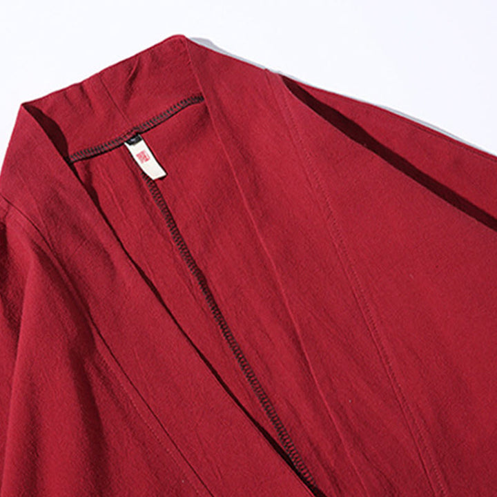 Kimono da uomo con maniche a tre quarti, ricamo di Buddha Stones White Crane e nuvole di buon auspicio - image 6
