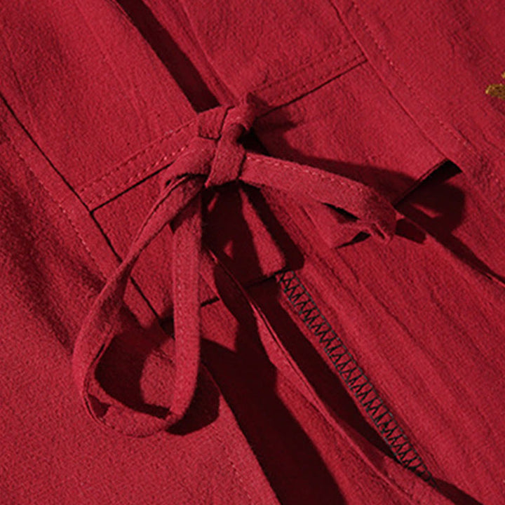 Kimono da uomo con maniche a tre quarti, ricamo di Buddha Stones White Crane e nuvole di buon auspicio - image 11