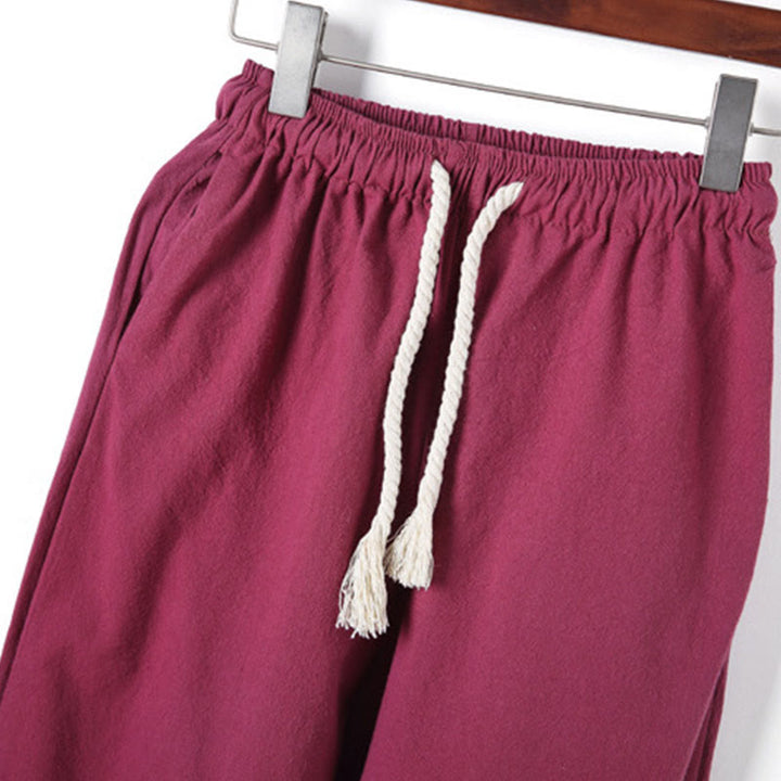 Set di 2 pezzi da uomo in tinta unita con bottoni a rana, camicia a maniche lunghe in cotone e pantaloni con tasche, Buddha Stones - image 36