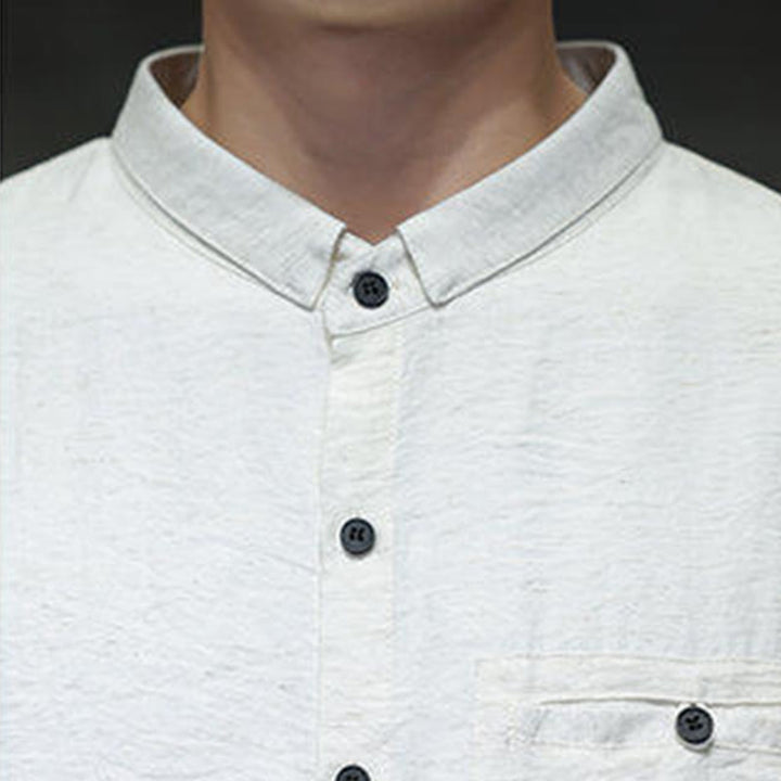 Camicia a maniche lunghe da uomo con bottoni in tinta unita Buddha Stones Spring - image 15
