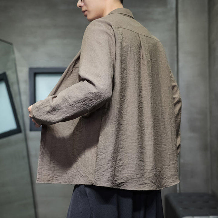 Camicia a maniche lunghe da uomo con bottoni in tinta unita Buddha Stones Spring - image 21