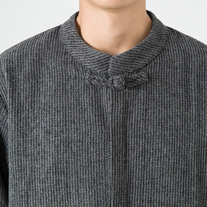 Giacca da uomo in velluto a coste di cotone con tasche e bottoni a rana, tinta unita, a maniche lunghe, con Buddha Stones - image 19