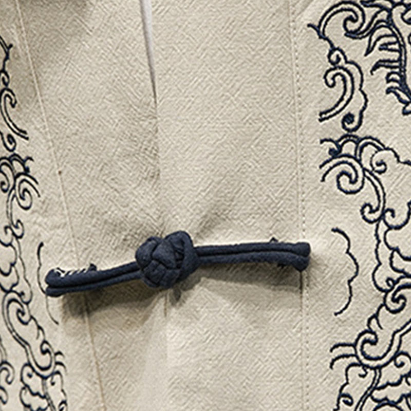 Giacca da uomo in cotone con maniche lunghe e apertura frontale, motivo Buddha Stones , nuvole di buon auspicio - image 5