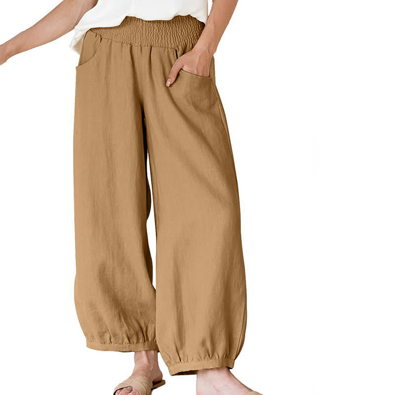 Pantaloni harem da donna con tasche, tinta unita , Buddha Stones - SandyBrown - US12, UK/AU16, EU44 (2XL) - image 10