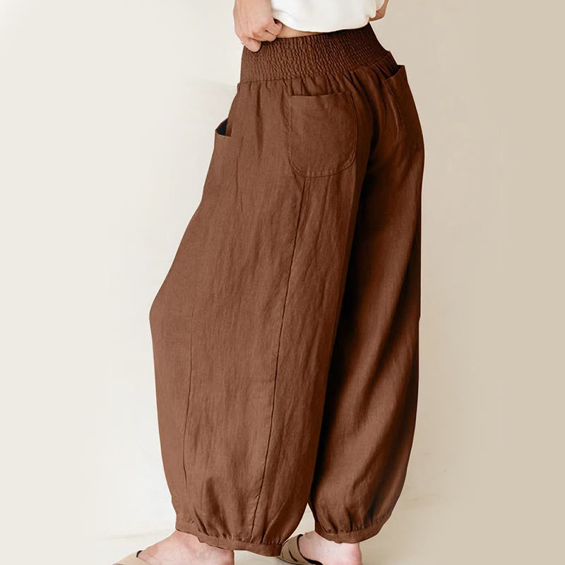 Pantaloni harem da donna con tasche, tinta unita , Buddha Stones - image 8