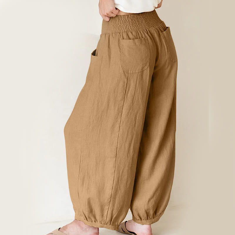 Pantaloni harem da donna con tasche, tinta unita , Buddha Stones - image 12